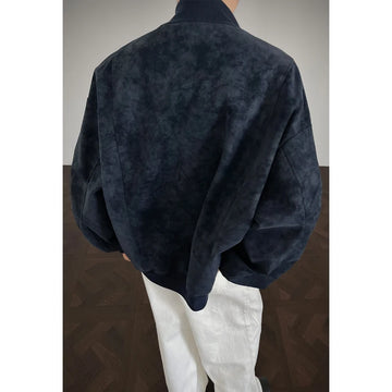 Jacket Men Autumn New Arrival Short Loose Tie Dye Jacket Stand Collar Casual Streetwear Outerwear Bomber